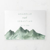 Grüne Berglandhochzeit Dreifach Gefaltete Einladung (Cover)