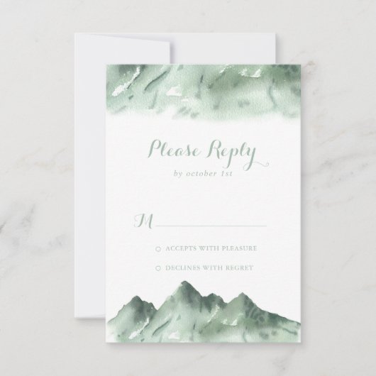 Grüne Berglandkalligraphie-UAWG RSVP Karte (Vorderseite)