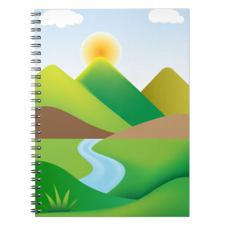 Grüne Berglandschaft mit Spiral Foto Notebook Notizblock