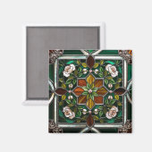Grüne & Bernsteinrote Mandella-Buntglas-Optik Magnet (Vorderseite/Rückseite)