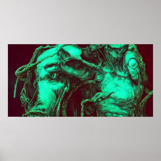 Grüne, bestickte Kreaturenwand ARt Poster