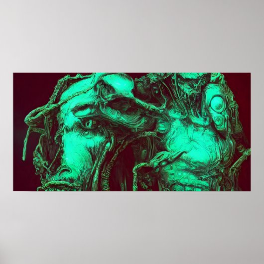 Grüne, bestickte Kreaturenwand ARt Poster (Vorne)