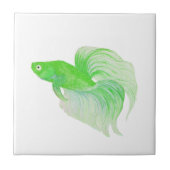 Grüne Betta Fish Aquarell Fliese (Vorderseite)