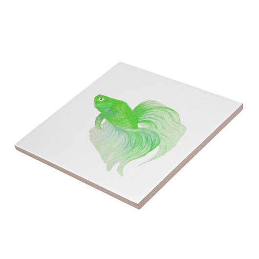 Grüne Betta Fish Aquarell Fliese (Seite)