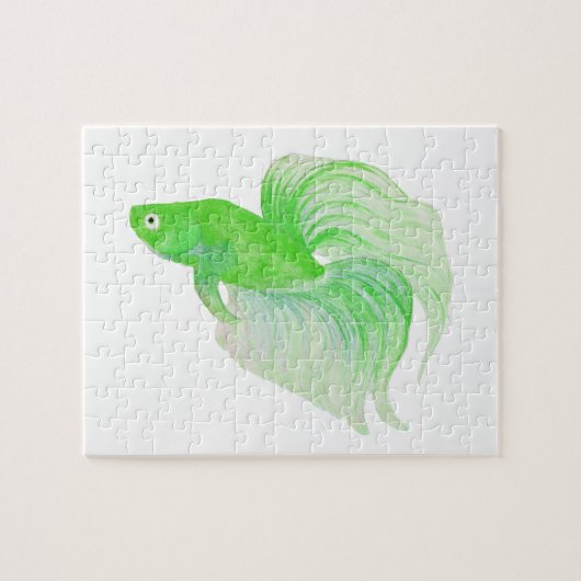 Grüne Betta Fish Aquarell Puzzle (Horizontal)