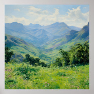 Grüne bewaldete Gipfel Fine Art Impressionismus Poster