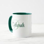 Grüne Bezeichnung der Monogram Tasse (Vorderseite Links)