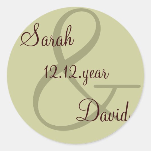 grüne Bezeichnung für Monogramm Runder Aufkleber (Vorderseite)