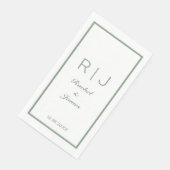 Grüne Bezeichnung Monogram Minimale Hochzeit Serviette (Ecke)