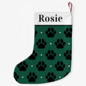 Grüne Bezeichnung Paw Print Monogram Kleiner Weihnachtsstrumpf (Rückseite)