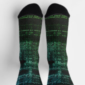 Grüne Binärcode Cyberpunk Computer Socken (Oben)