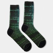 Grüne Binärcode Cyberpunk Computer Socken (Rechts)