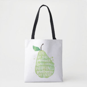 Grüne Birne und schöne Worte Tasche