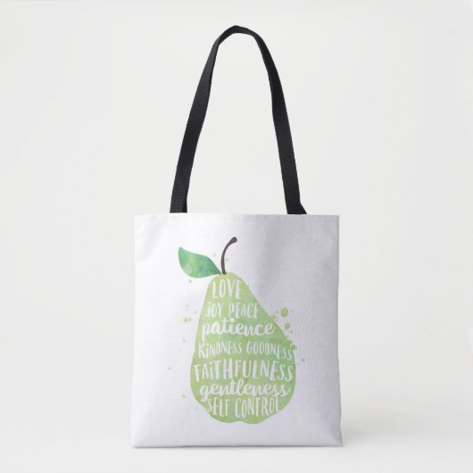 Grüne Birne und schöne Worte Tasche (Vorderseite)