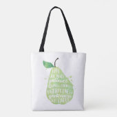 Grüne Birne und schöne Worte Tasche (Rückseite)