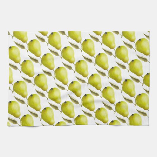 Grüne Birnen auf Wjite Geschirrtuch (Horizontal)