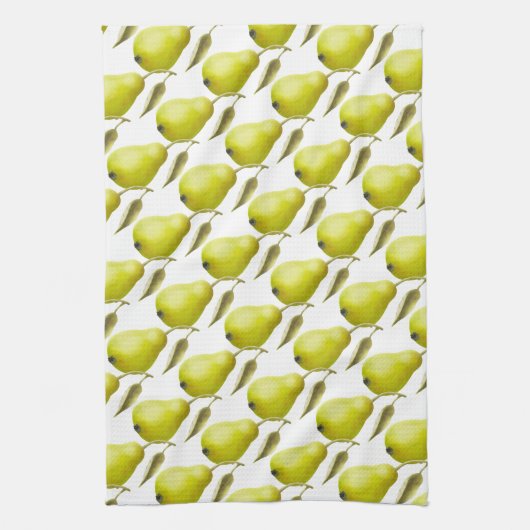 Grüne Birnen auf Wjite Geschirrtuch (Vertikal)
