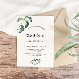 Grüne Birthday, weiße Drehbuch elegant schlicht Einladungspostkarte