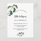 Grüne Birthday, weiße Drehbuch elegant schlicht Einladungspostkarte (Vorderseite)