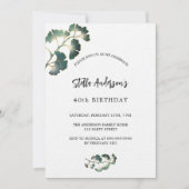 Grüne Birthday, weiße Drehschrift eleganten Luxus Einladung (Vorderseite)