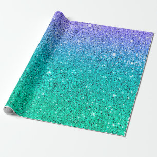 Grüne bis violette Glittertextur Ombre Geschenkpapier