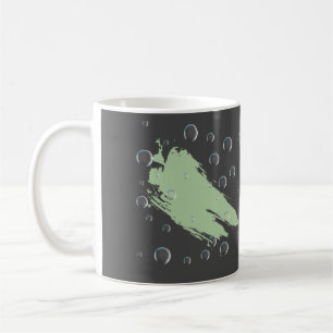 Grüne Blasen Farbspritzer Schwarze Tasse