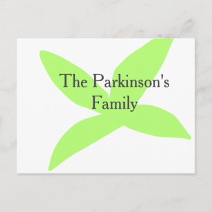 Grüne Blatt abstrakte Pastell-Familienname Retro-B Feiertagspostkarte