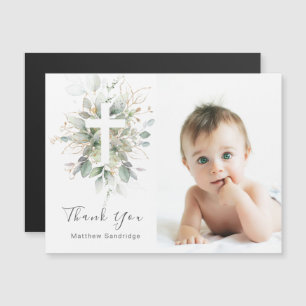 Grüne Blatt Baptism Danke Magnetisch Magnetkarte