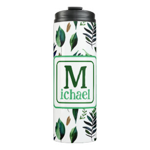 Grüne Blatt Botanische Natur Personalisiert Thermosbecher