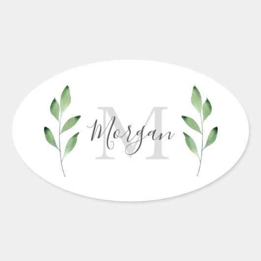 "Grüne Blätter 3" Ovaler Aufkleber (Vorderseite)