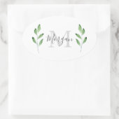 "Grüne Blätter 3" Ovaler Aufkleber (Tasche)