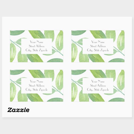 "Grüne Blätter 3" Rechteckiger Aufkleber (Blatt)