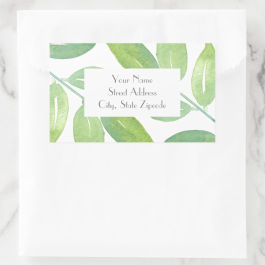 "Grüne Blätter 3" Rechteckiger Aufkleber (Tasche)