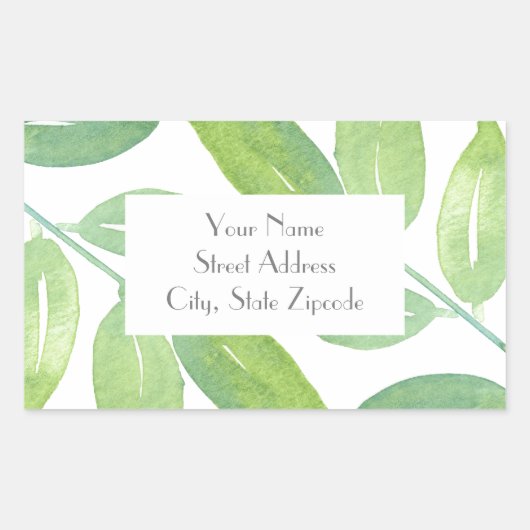 "Grüne Blätter 3" Rechteckiger Aufkleber (Vorderseite)
