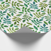 Grüne Blätter. Aquarellblumen Sommer botanisch Geschenkpapier (Ecke)