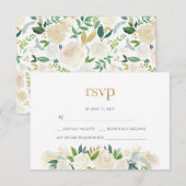 Grüne Blätter Aquarellfarben RSVP-Karten RSVP Karte (Vorne/Hinten)
