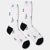 Grüne Blätter Aquarellmuster Socken (Rechts)