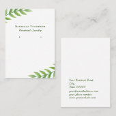 Grüne Blätter Aquarellschmuck Ohrring-Anzeige Visitenkarte (Vorne/Hinten)