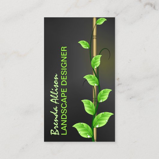 Grüne Blätter auf Bamboo Landscaper wachsen Visitenkarte (Rückseite)
