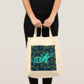 Grüne Blätter auf der Tasche Blauer Lebensmittella (Vorderseite (Produkt))