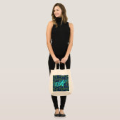 Grüne Blätter auf der Tasche Blauer Lebensmittella (Vorderseite (Model))