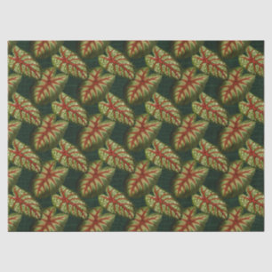 Grüne Blätter auf dunkelgrüner Decoupage Seidenpapier