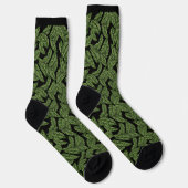 Grüne Blätter auf schwarzen Socken (Rechts)