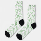 Grüne Blätter auf Weiß Socken (Linkes Detail)
