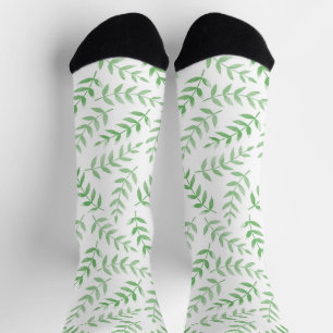 Grüne Blätter auf Weiß Socken