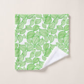 Grüne Blätter auf weißem Handtuch Badhandtuch Set (Waschlappen)