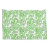 Grüne Blätter auf weißem Pillowcase Kissenbezug (Rückseite-Rechts)