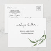 Grüne Blätter Aufgehobene Skriptänderung des Datum Postkarte (Vorne/Hinten)