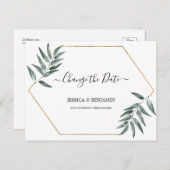 Grüne Blätter Aufgehobene Skriptänderung des Datum Postkarte (Vorne/Hinten)