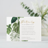 Grüne Blätter aus Palm Tropical Foliage Hochzeitsd Begleitkarte (Stehend Vorderseite)